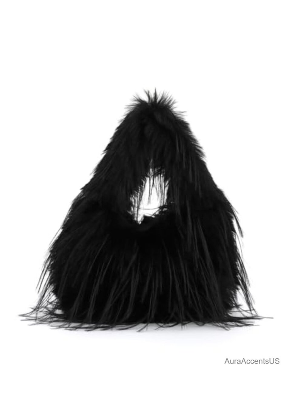 Faux Fur Tote Bag Small Fluffy Handbag Purse Plush Shoulder Bag Furry Hobo Chain